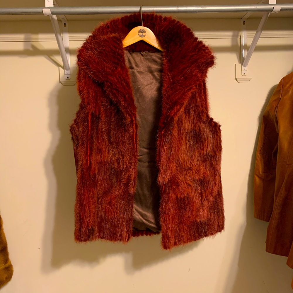 **Real Mink Vest- Custom Deep Red - High Quality … - image 1